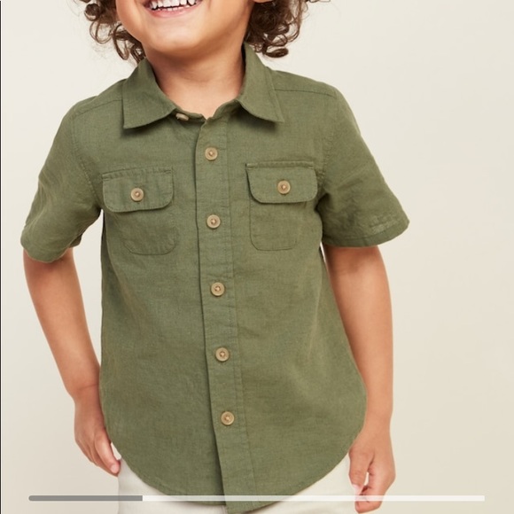 Linen blend cargo pocket shirt - toddler 2T NWT - Picture 3 of 3